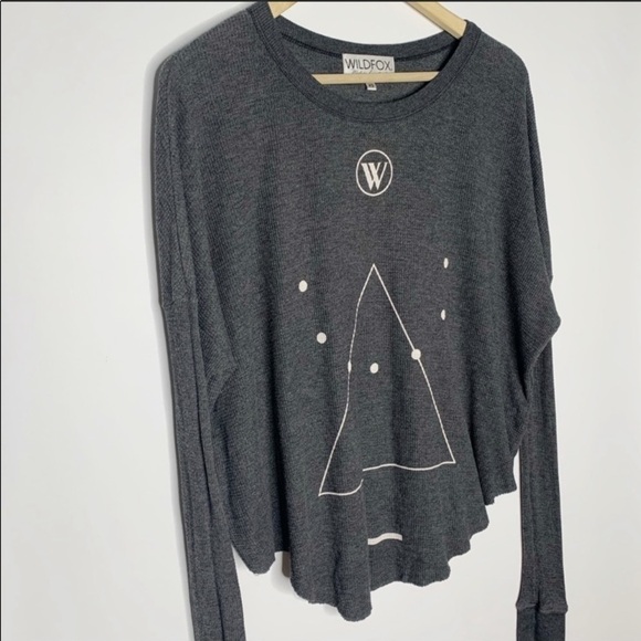 Wildfox Don't Tell Perry Thermal Gray Relaxed Tee Top XS - Picture 8 of 16